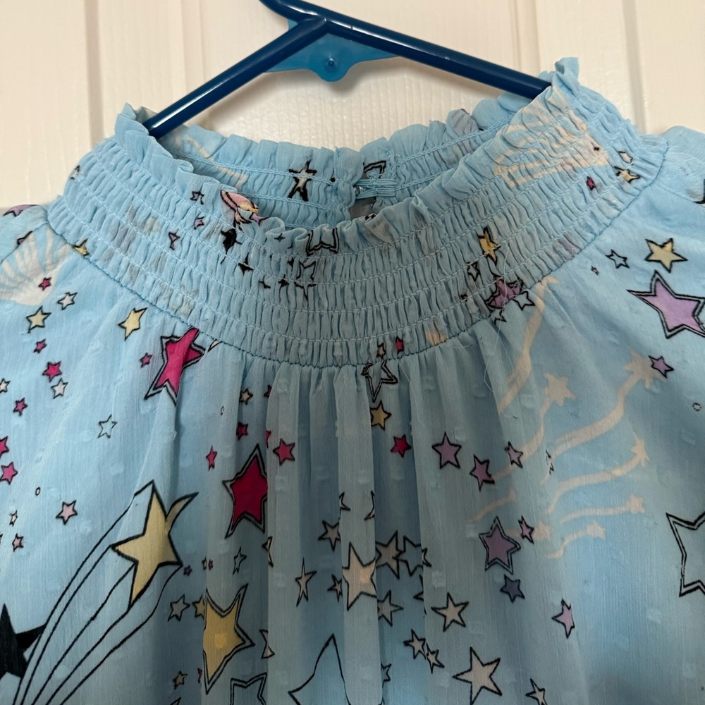 Torrid blue clipdot blouson mock neck stars mini dress women’s plus size 2 - Picture 4 of 10